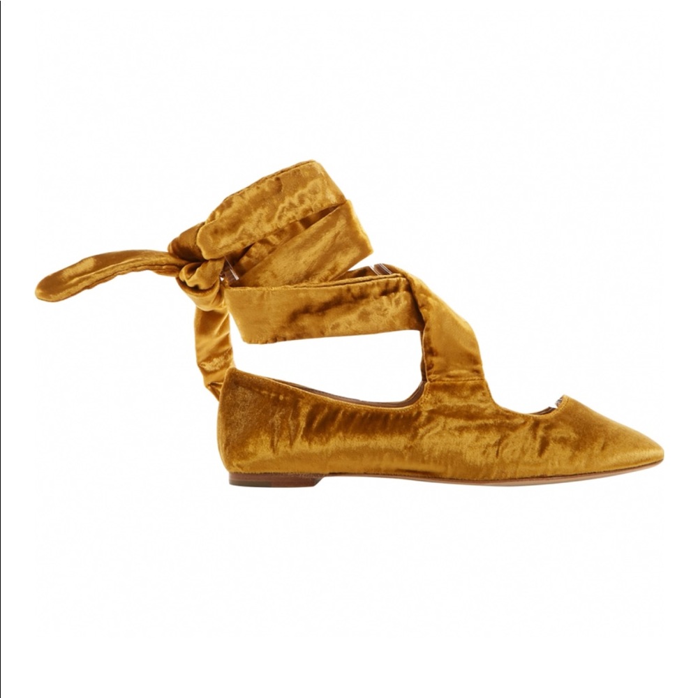 The Row Eloide velvet ballet wraparound flats 36/6